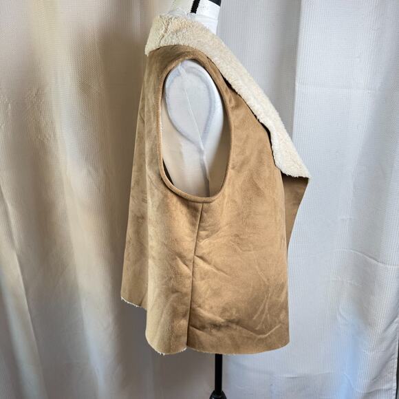Lauren Ralph Lauren Womens Size 2X Brown Faux Suede Sherpa Lined Vest Jacket EUC - Picture 7 of 8